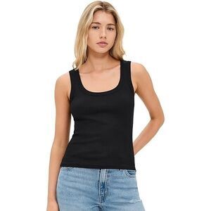 MADEWELL Regenerative Cotton Ribbed Scoop Neck Tank L Slim Jet Black Top NWT B27